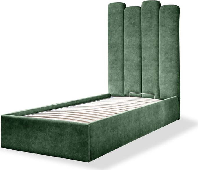 Zelená čalouněná jednolůžková postel s úložným prostorem s roštem 90x200 cm Dreamy Aurora – Miuform Miuform