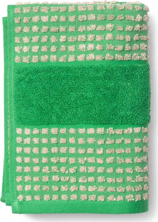 Zeleno-béžová osuška z bio bavlny 70x140 cm Check – JUNA Juna