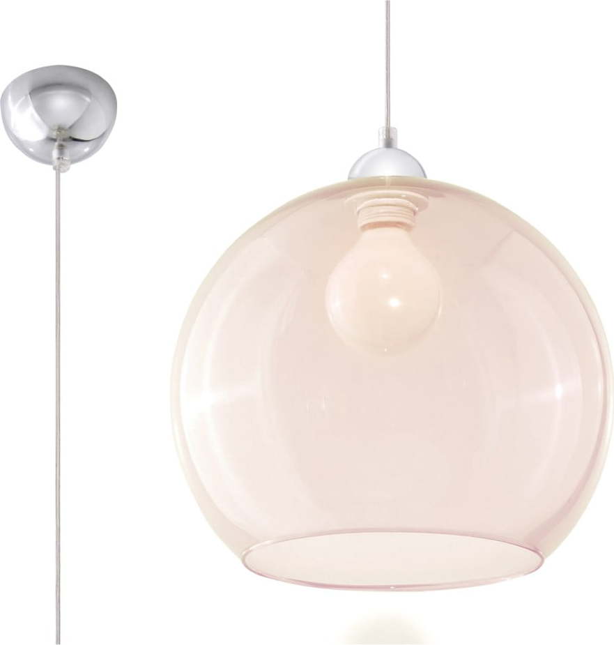 Béžové závěsné svítidlo se skleněným stínidlem ø 30 cm Bilbao – Nice Lamps Nice Lamps