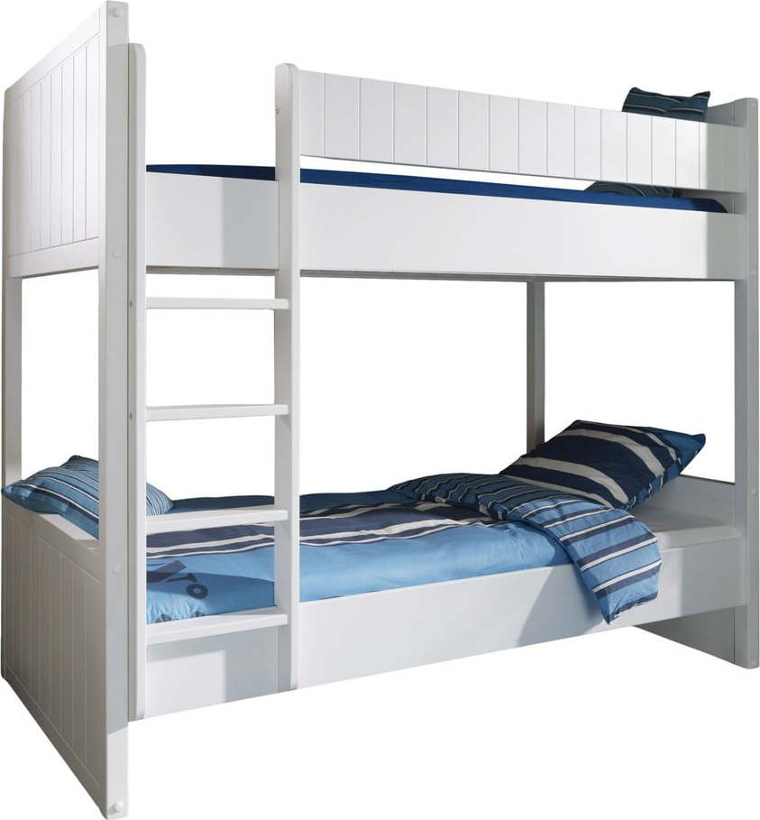 Bílá patrová dětská postel z borovicového dřeva 90x200 cm ROBIN – Vipack Vipack