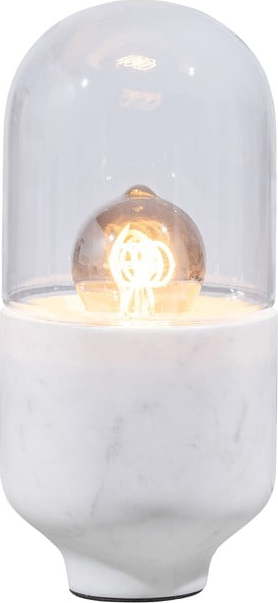 Bílá stolní lampa se skleněným stínidlem (výška 26 cm) Asel – WOOOD WOOOD