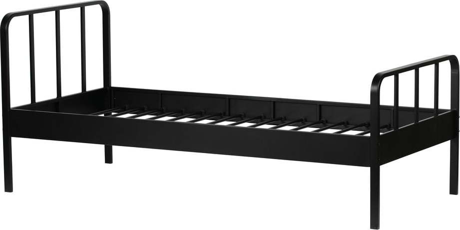 Černá kovová jednolůžková postel s roštem 90x200 cm Mees – WOOOD WOOOD