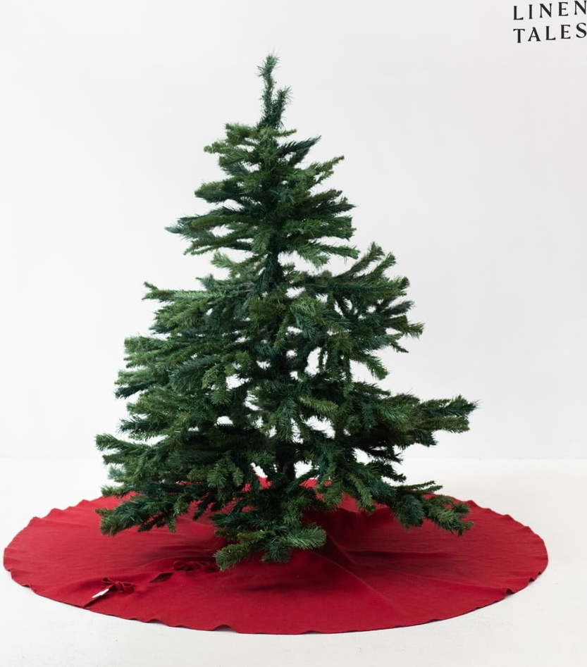 Červený kulatý koberec pod vánoční stromek ø 125 cm – Linen Tales Linen Tales