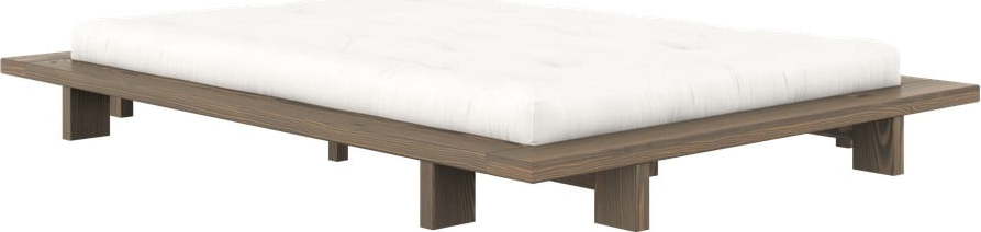 Hnědá dvoulůžková postel z borovicového dřeva s roštem 140x200 cm Japan – Karup Design Karup Design
