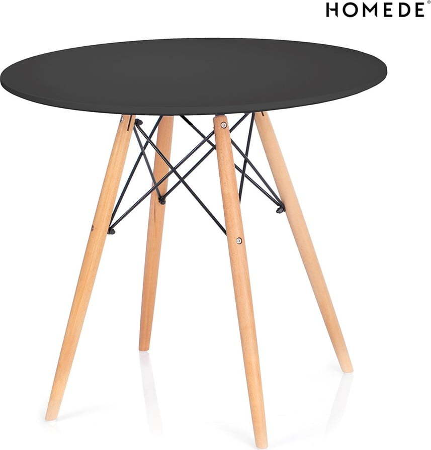 Kulatý jídelní stůl s černou deskou ø 80 cm Tebe – Homede HOMEDE