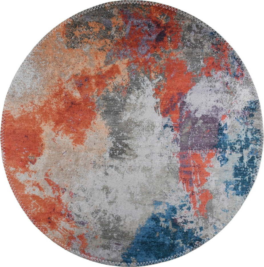 Modro-oranžový pratelný kulatý koberec ø 100 cm – Vitaus Vitaus