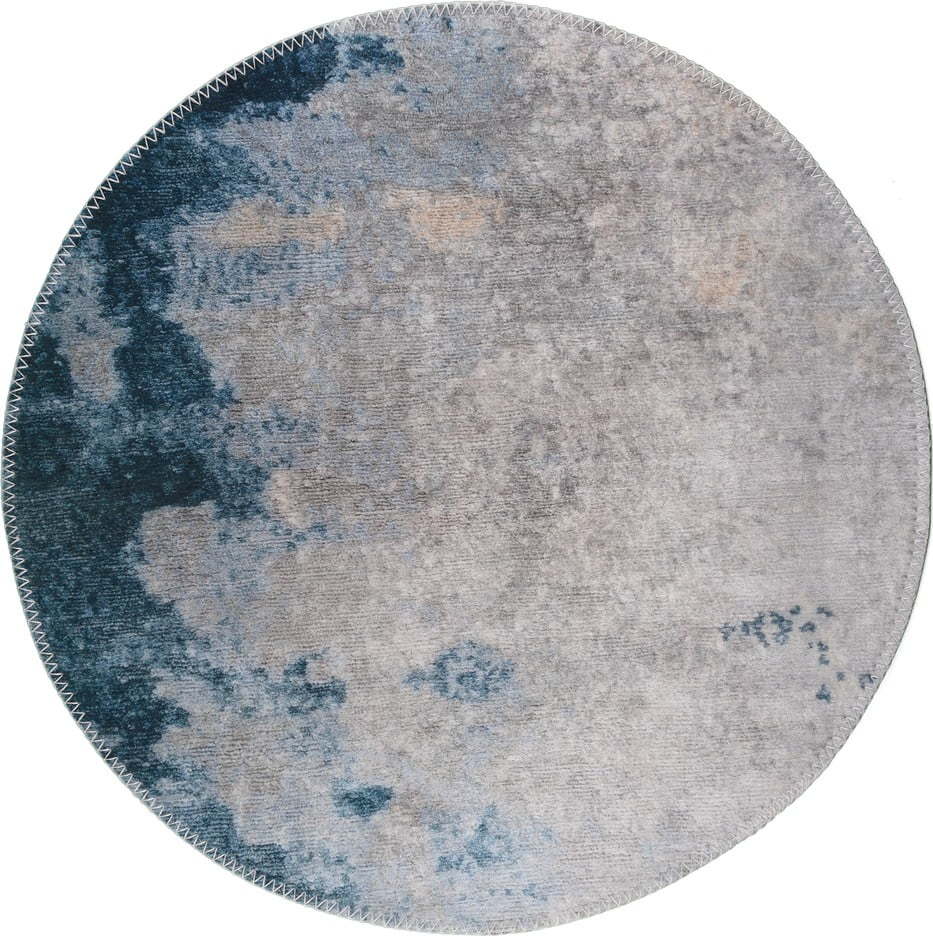 Modro-šedý pratelný kulatý koberec ø 100 cm – Vitaus Vitaus