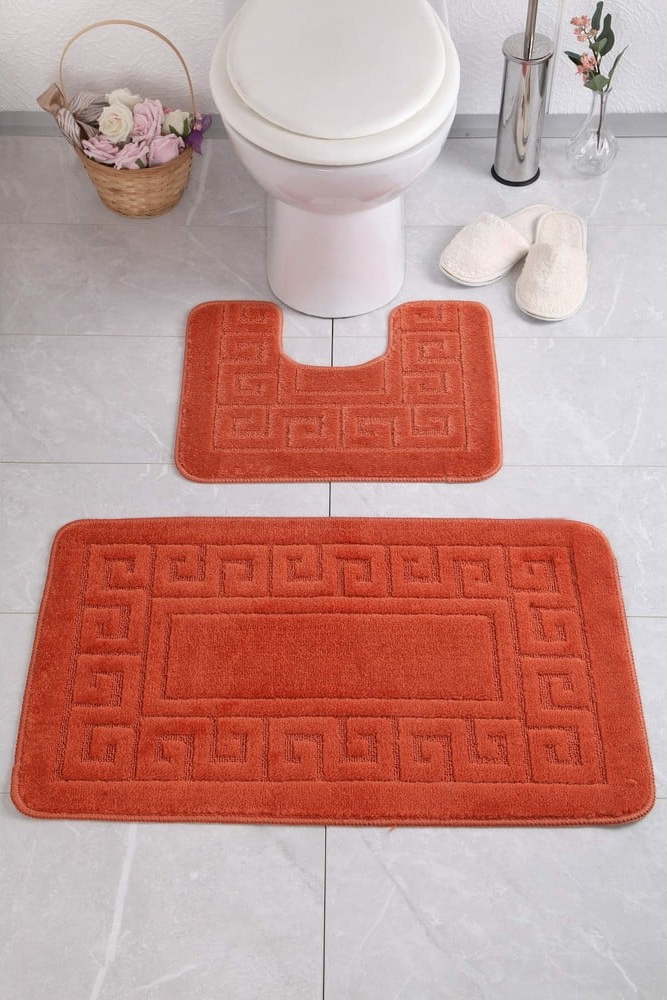 Oranžové WC koupelnové předložky v sadě 2 ks Ethnic – Foutastic Foutastic
