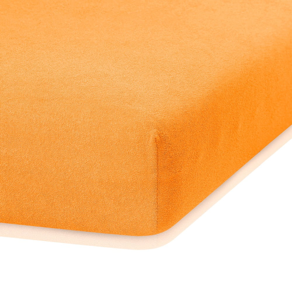Oranžové elastické prostěradlo s vysokým podílem bavlny AmeliaHome Ruby