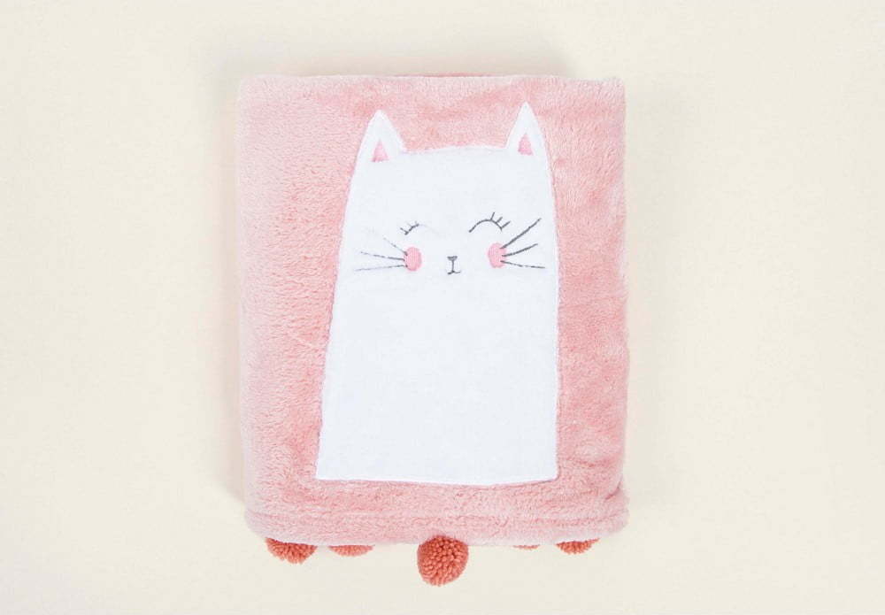 Růžová bavlněná dětská deka 75x120 cm Kitty – Mijolnir Mijolnir