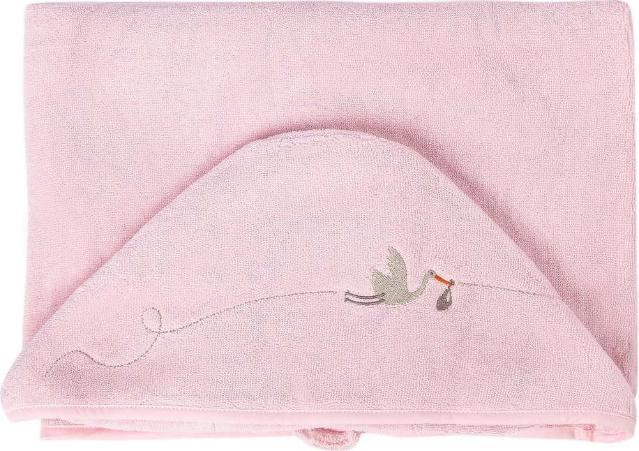Růžová bavlněná dětská osuška s kapucí 80x135 cm Bebemarin – Foutastic Foutastic