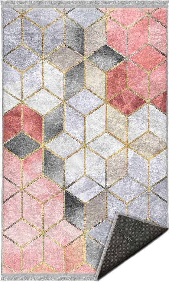 Šedo-růžový pratelný koberec běhoun 80x200 cm – Mila Home Mila Home