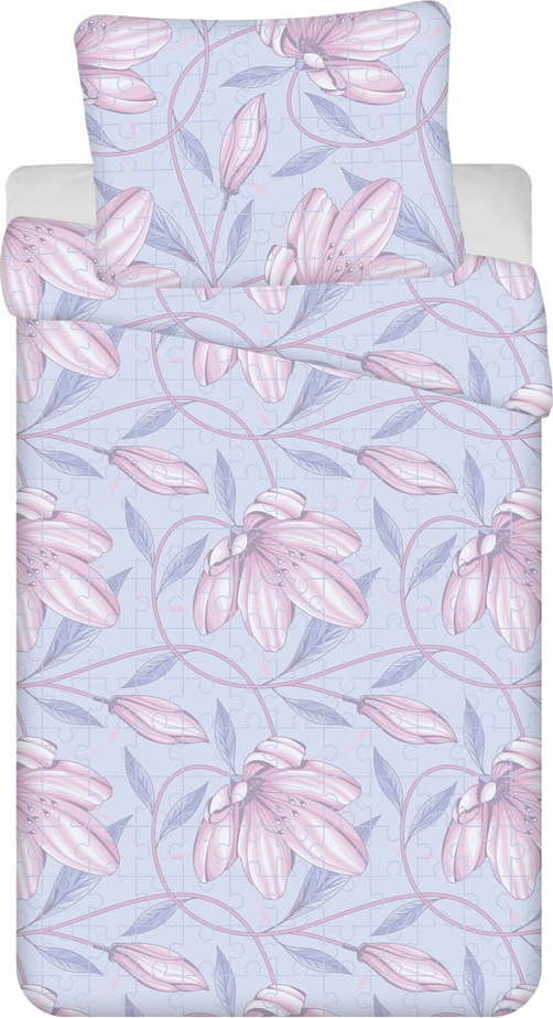 Světle modro-růžové 4dílné bavlněné povlečení na jednolůžko 140x200 cm Orona – Jerry Fabrics Jerry Fabrics