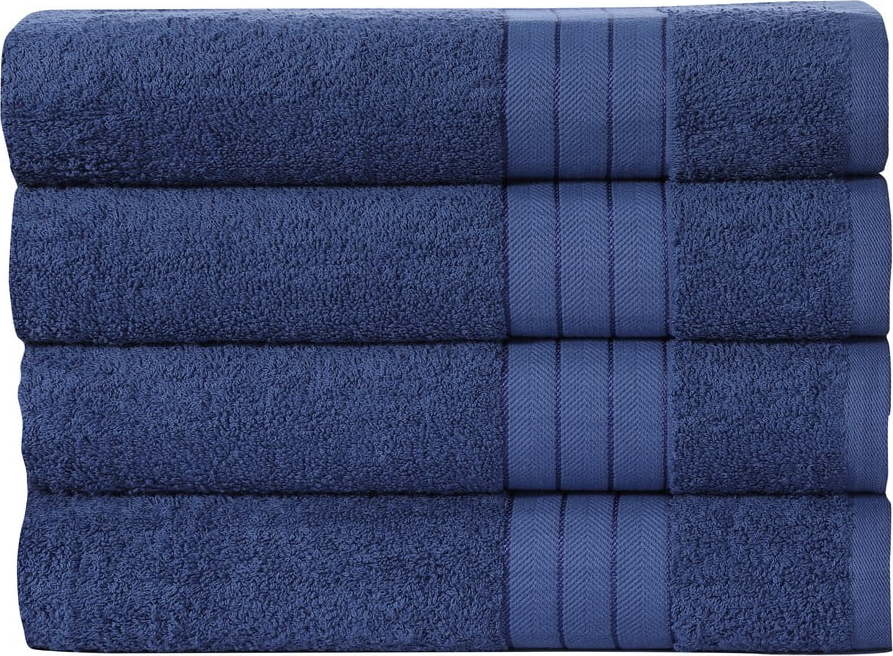 Tmavě modré bavlněné ručníky v sadě 4 ks 50x100 cm – Good Morning GOOD MORNING