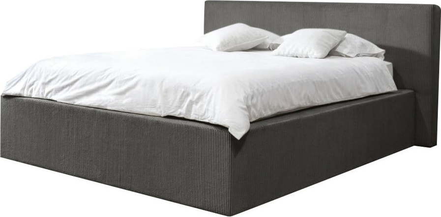 Tmavě šedá čalouněná dvoulůžková postel s úložným prostorem s roštem 160x200 cm Nihad – Bobochic Paris Bobochic Paris