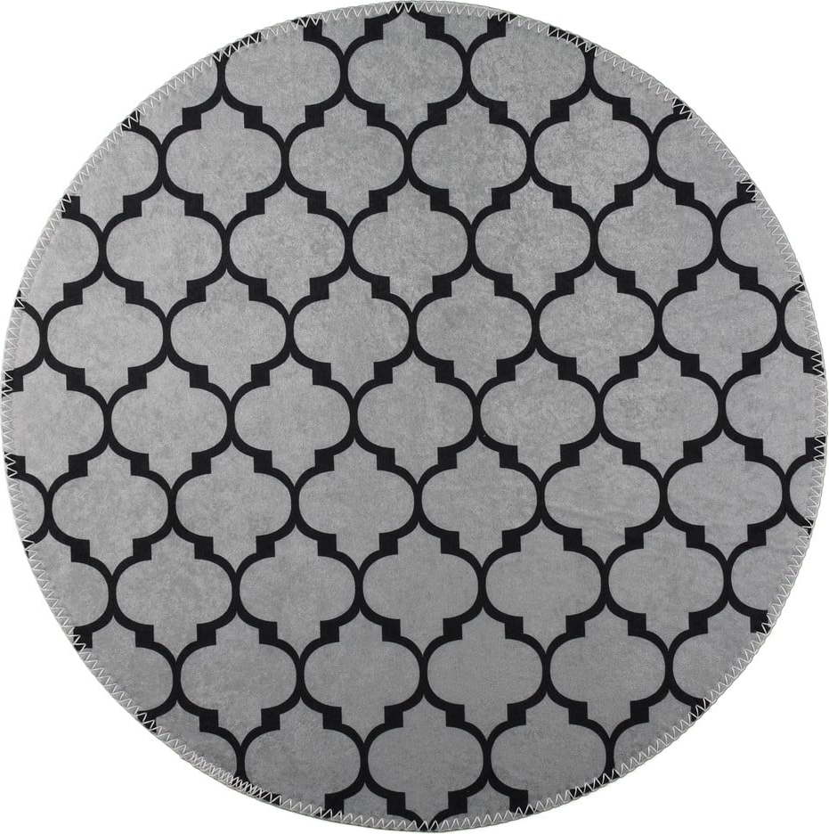 Tmavě šedý pratelný kulatý koberec ø 80 cm – Vitaus Vitaus