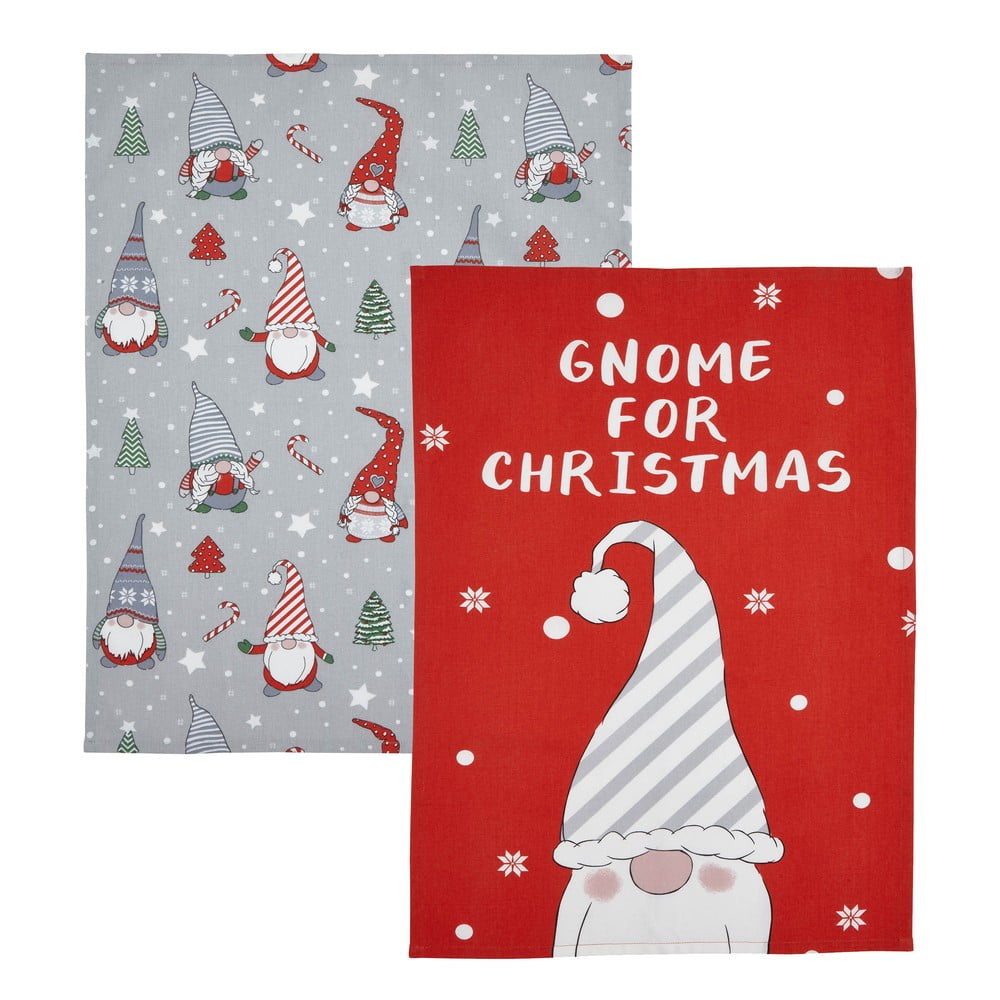 Bavlněné utěrky v sadě 2 ks s vánočním motivem 50x70 cm Gnomes – Catherine Lansfield Catherine Lansfield