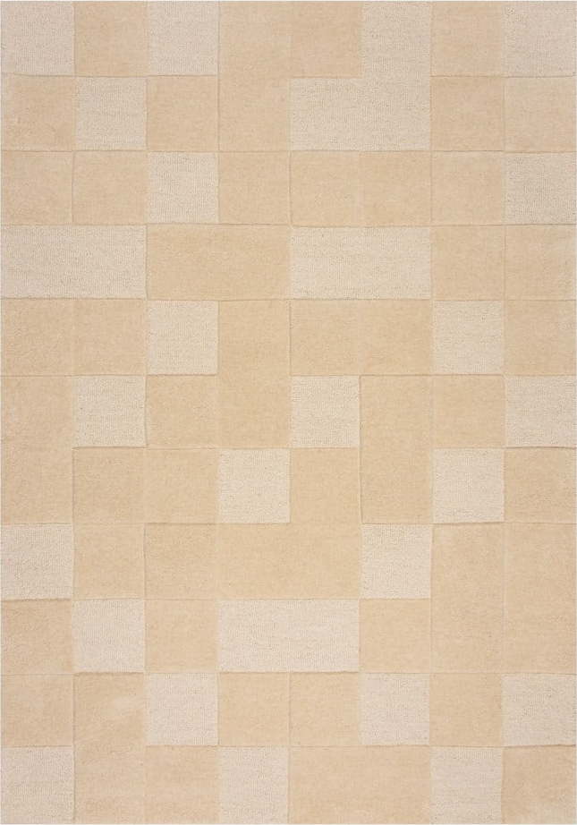 Béžový vlněný koberec 170x120 cm Checkerboard - Flair Rugs Flair Rugs