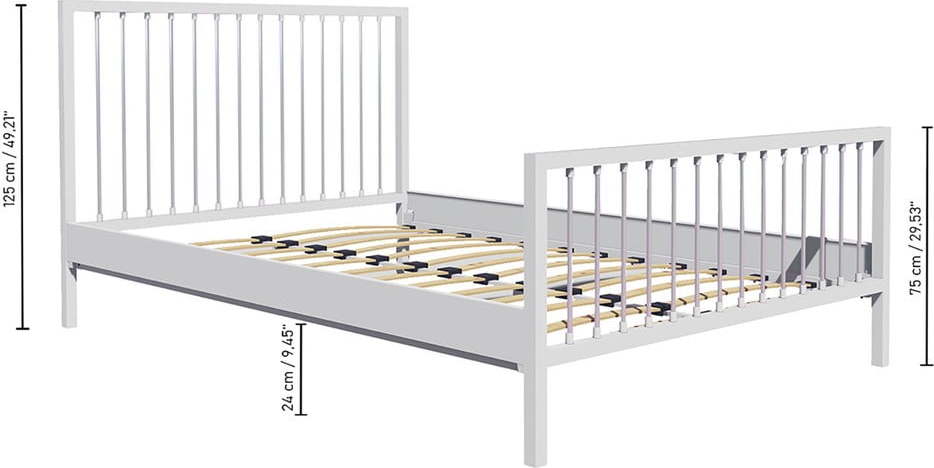 Bílá kovová dvoulůžková postel s roštem 140x200 cm Breeze – Kalune Design Kalune Design