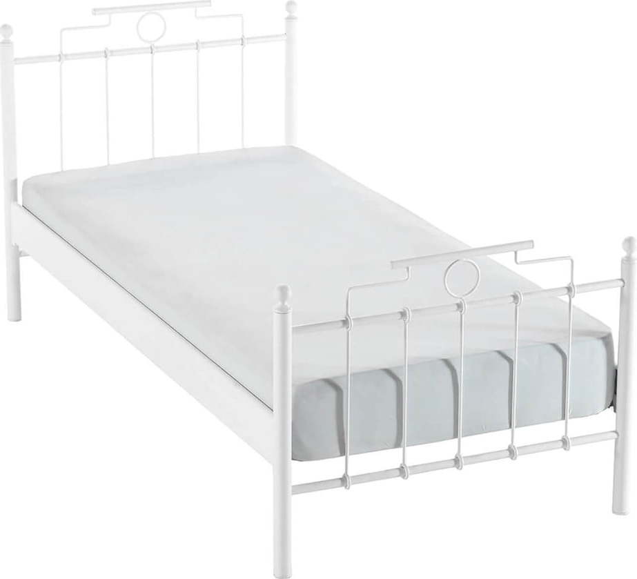 Bílá kovová jednolůžková postel s roštem 120x200 cm Hatkus – Kalune Design Kalune Design