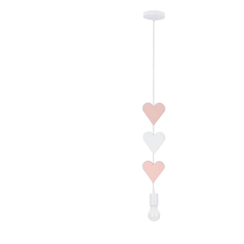 Bílo-růžové dětské svítidlo s kovovým stínidlem Hearts – Candellux Lighting Candellux Lighting