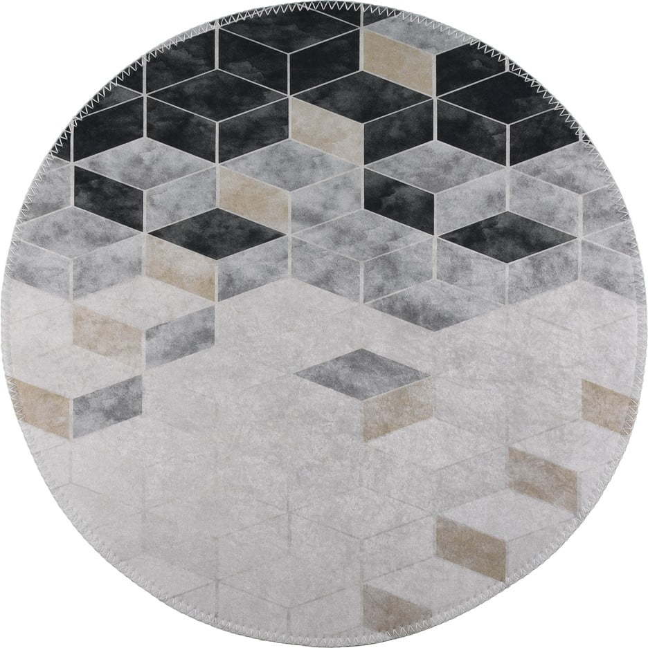 Bílo-šedý pratelný kulatý koberec ø 80 cm – Vitaus Vitaus