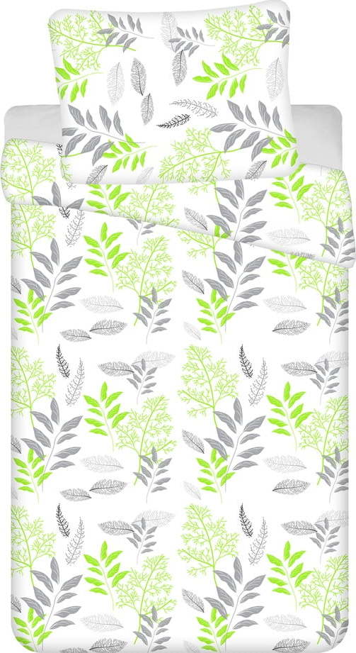 Bílo-zelené 4dílné bavlněné povlečení na jednolůžko 140x200 cm Listera – Jerry Fabrics Jerry Fabrics