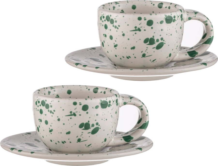 Bílo-zelené šálky na espresso z kameniny v sadě 2 ks 100 ml Carnival – Ladelle Ladelle