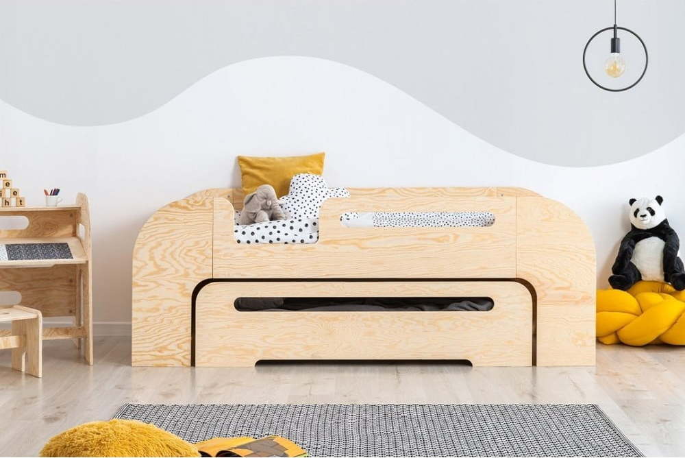 Dětská postel s výsuvným lůžkem v přírodní barvě 90x200 cm AIKO – Adeko Adeko