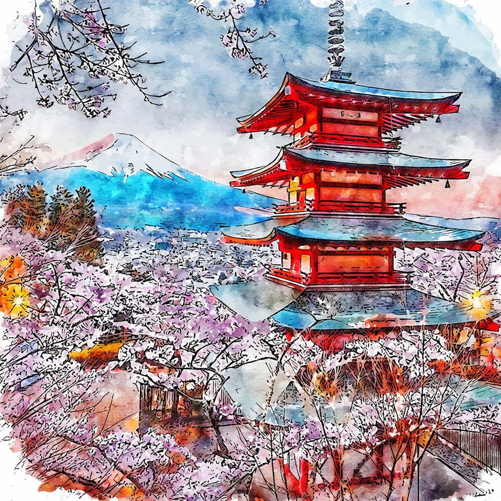 Obraz 90x90 cm Chureito Pagoda – Fedkolor Fedkolor