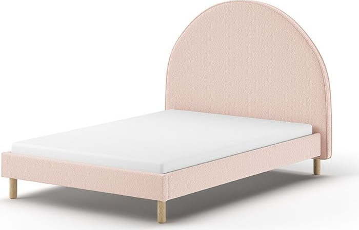 Růžová čalouněná jednolůžková postel s roštem 140x200 cm MOON – Vipack Vipack