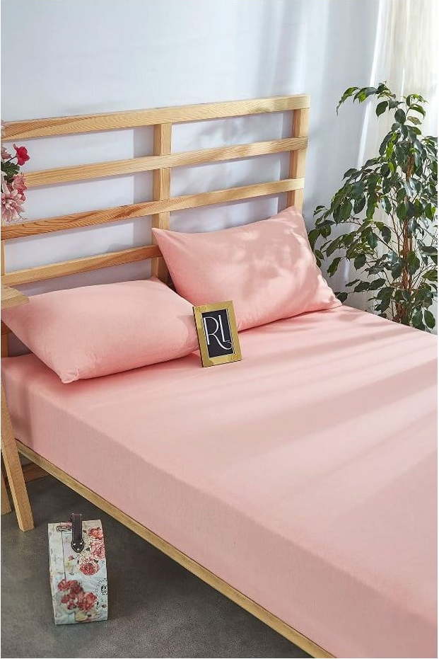 Růžové napínací bavlněné prostěradlo 100x200 cm – Mila Home Mila Home