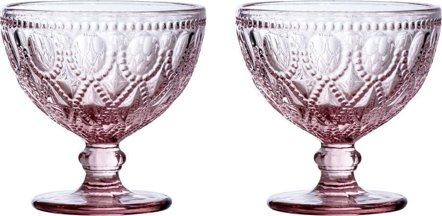 Růžové skleněné misky v sadě 2 ks 250 ml Fleur – Premier Housewares Premier Housewares