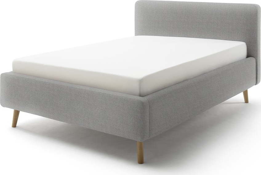 Šedá čalouněná dvoulůžková postel s úložným prostorem s roštem 140x200 cm Mattis – Meise Möbel Meise Möbel