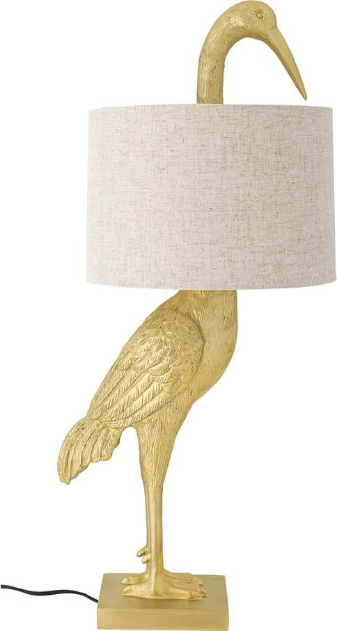 Stolní lampa ve zlaté barvě s textilním stínidlem (výška 73 cm) Heron – Bloomingville Bloomingville