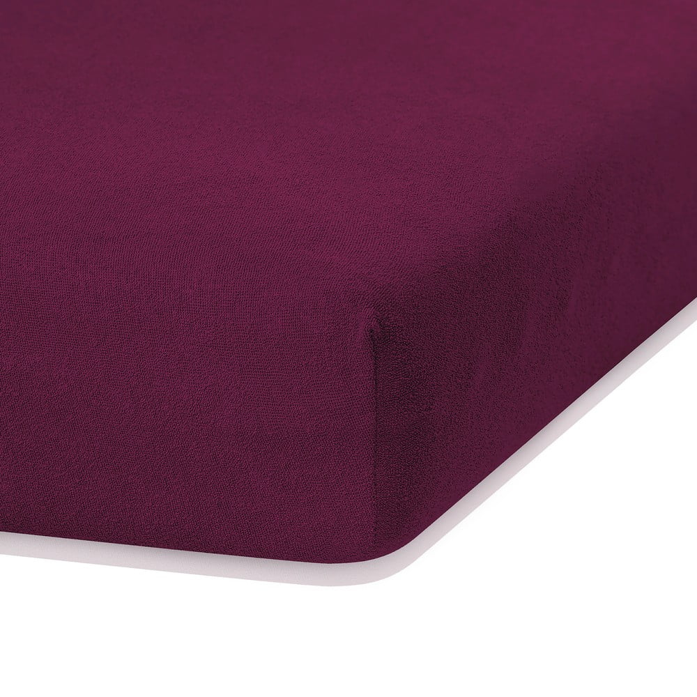 Tmavě fialové elastické prostěradlo s vysokým podílem bavlny AmeliaHome Ruby