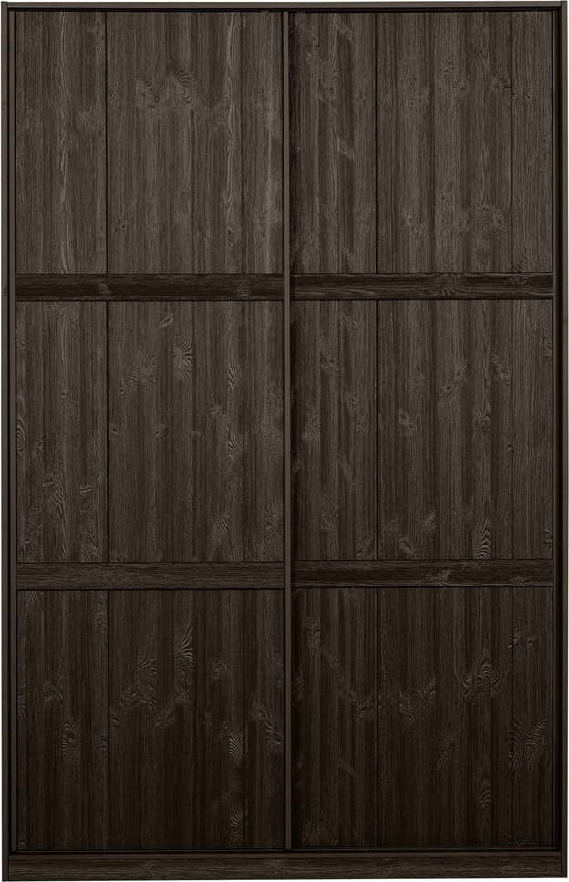 Tmavě hnědá šatní skříň s posuvnými dveřmi z borovicového dřeva s posuvnými dveřmi 139x215 cm Katoi – BePureHome BePureHome