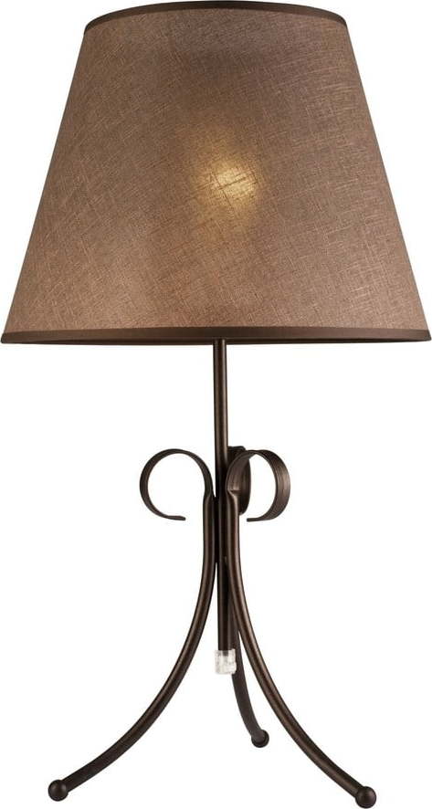 Tmavě hnědá stolní lampa s textilním stínidlem