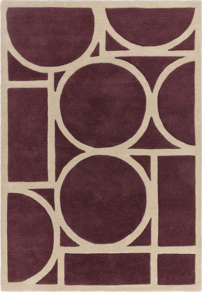 Tmavě hnědý vlněný koberec 120x170 cm Metro Plum – Asiatic Carpets Asiatic Carpets