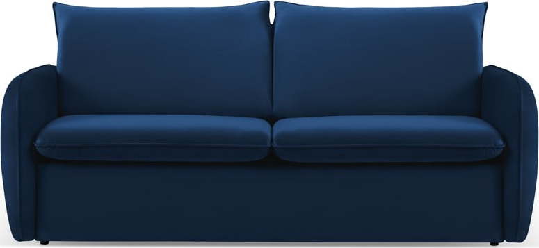 Tmavě modrá sametová rozkládací pohovka 194 cm Vienna – Cosmopolitan Design Cosmopolitan design