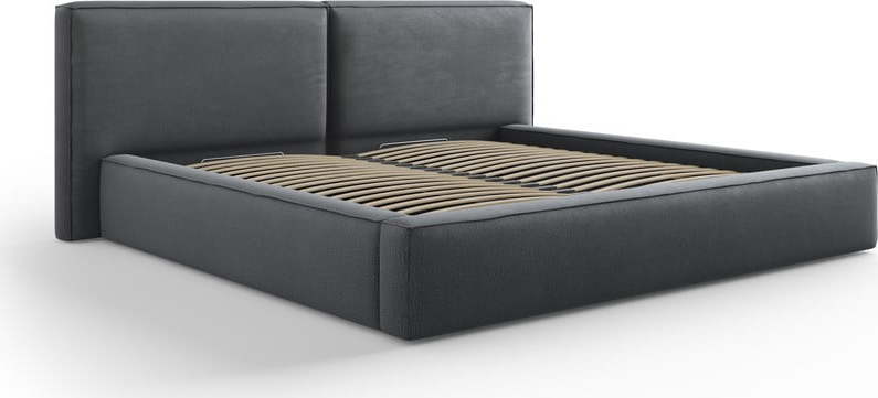 Tmavě šedá čalouněná dvoulůžková postel s úložným prostorem a roštem 200x200 cm Arendal – Cosmopolitan Design Cosmopolitan design