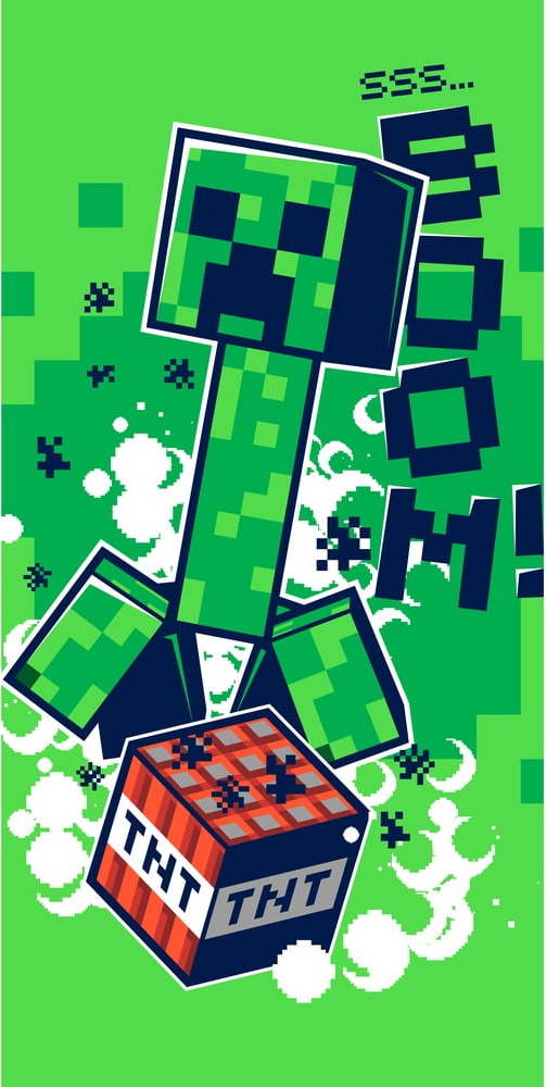 Zelená bavlněná dětská osuška 70x140 cm Minecraft Boom – Jerry Fabrics Jerry Fabrics