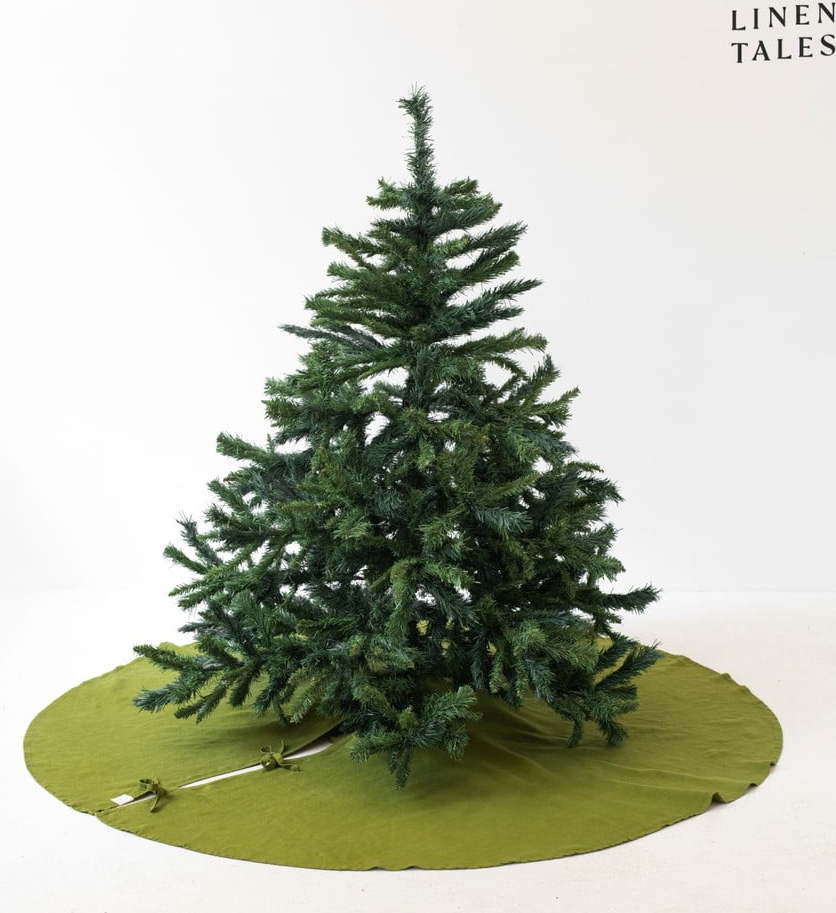 Zelený kulatý koberec pod vánoční stromek ø 125 cm – Linen Tales Linen Tales
