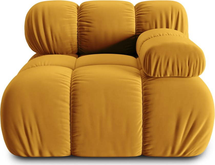 Žlutý sametový modul pohovky (pravý roh) Bellis – Micadoni Home Micadoni Home