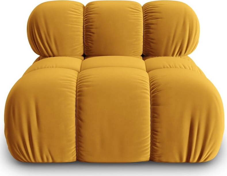 Žlutý sametový modul pohovky (středový díl) Bellis – Micadoni Home Micadoni Home