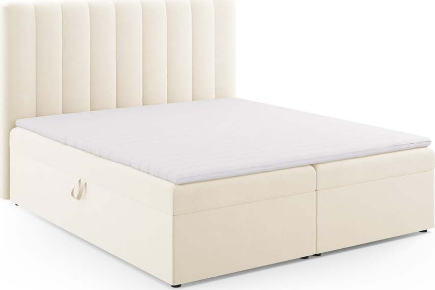Béžová boxspring postel s úložným prostorem 180x200 cm Gina – Milo Casa Milo Casa