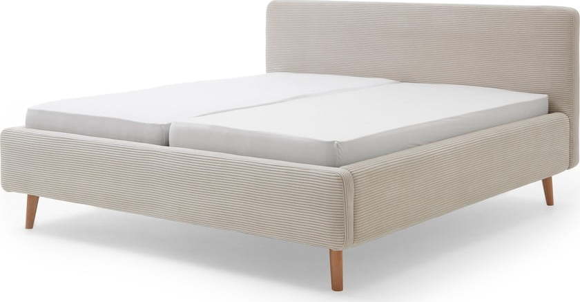 Béžová čalouněná dvoulůžková postel s úložným prostorem s roštem 140x200 cm Mattis Cord – Meise Möbel Meise Möbel