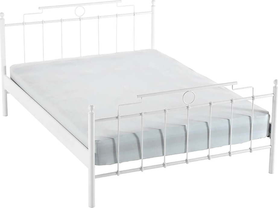 Bílá kovová dvoulůžková postel s roštem 140x200 cm Hatkus – Kalune Design Kalune Design