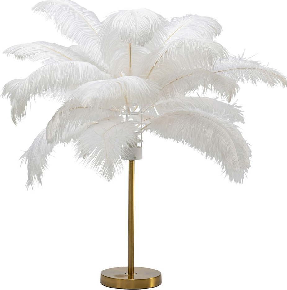 Bílá stolní lampa se stínidlem z peří (výška 60 cm) Feather Palm – Kare Design Kare Design