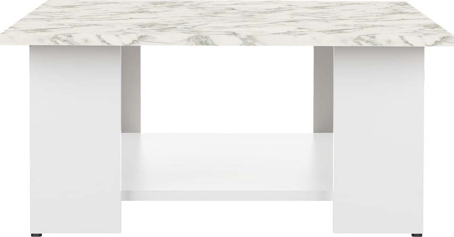 Bílý konferenční stolek s deskou v dekoru mramoru 67x67 cm Square - TemaHome TemaHome